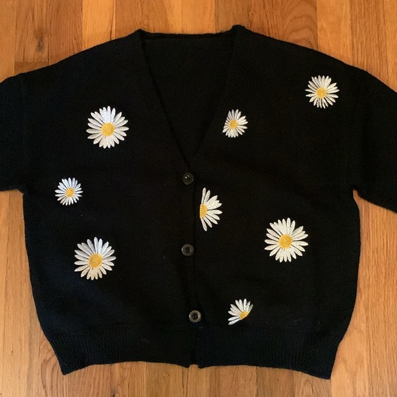Daisy Sweater Jacket - V-Neck Button Down Sweater - Picture 4 of 9